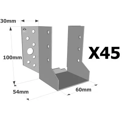 Sabots à ailes extérieures, gamme SBE ECONOMIQUE (épaisseur 1,5mm, profondeur 55mm) - Réf. SBE60/100_45