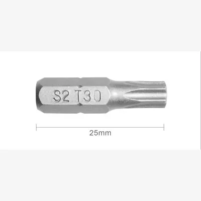 Embout T30 25mm (Qualité Professionnelle, Acier S2) - lot de 1 embout - Réf. EmboutT30_1