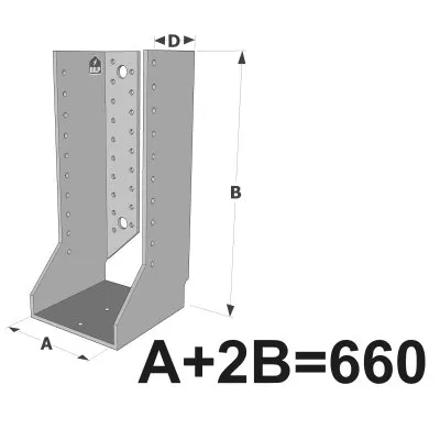 Grands sabots à ailes intérieures, gamme GSI CLASSIQUE (épaisseurs 4mm, profondeur 110mm) - Réf. GSI660/4X