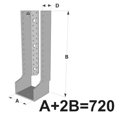Grands sabots à ailes intérieures, gamme GLI ECONOMIQUE (développé 720mm, épaisseur 4mm, profondeur 90mm) - Réf. GLI720/4X