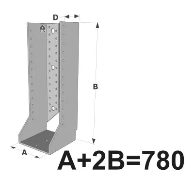 Grands sabots à ailes intérieures, gamme GSI CLASSIQUE (épaisseurs 4mm, profondeur 110mm) - Réf. GSI780/4X
