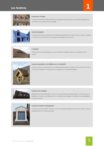 Extrait de la rubrique types de fenêtres