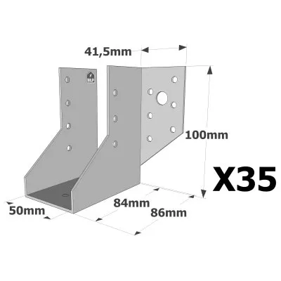 Sabots à ailes extérieures, gamme SAE CLASSIQUE (épaisseur 2mm, profondeur 84mm) - Réf. SAE250/50/2_35