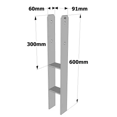 Pieds de poteau de jardin en H - Réf. PP49009