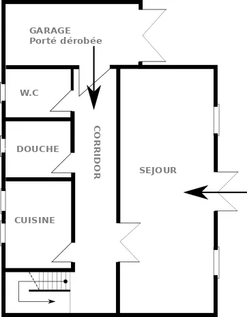 Maison avec un garage adossé contre le mur