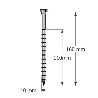 Vis connecteurs acier sur bois, SSH10.0X160 - Réf. 75157