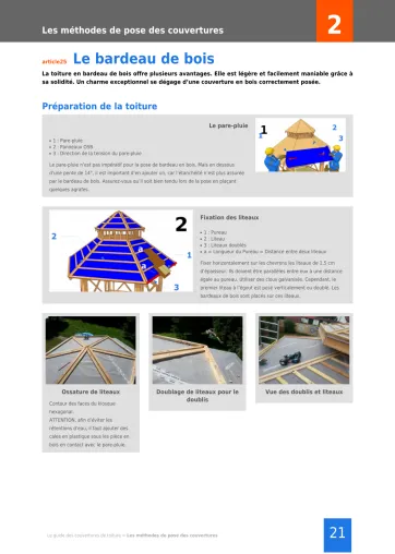 Extrait de la rubrique préparation de la toiture