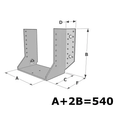 Grands sabots à ailes extérieures, gamme GSE CLASSIQUE (épaisseur 4mm, profondeur 110mm) - Réf. GSE540/4X-AL