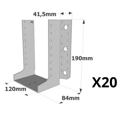 Sabots à ailes extérieures, gamme SAE CLASSIQUE (épaisseur 2mm, profondeur 84mm) - Réf. SAEL500/120/2_20