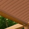 Chéneaux SUNDIY marron sablé RAL 8011 sur pergola bioclimatique avec lames en aluminium